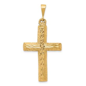 Diamond2Deal 10k Yellow Gold Diamond-cut Cross Pendant