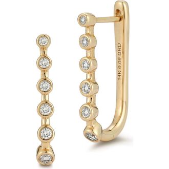 Dana Rebecca Designs Lulu Jack Diamond Bezel U Huggie Earrings in Yellow Gold at Nordstrom