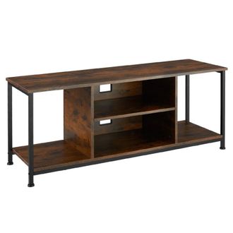 TecTake Mueble bajo tv con 4 estantes fijos y uno ajustable, madera oscura