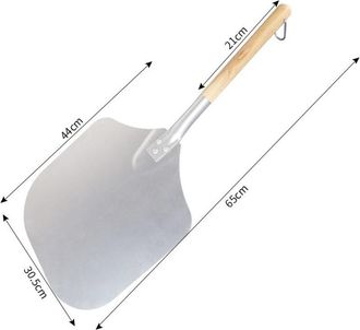 OEM Pala Para Pizza De Aluminio Con Gran Superficie Y Mango De Madera - Pr&aacute;ctica, F&aacute;cil De Guardar E Ideal Para Parrillas Y Hornos - Dimensiones: 65 X 30,