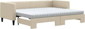 vidaXL Vidaxl - Divano Letto Estraibile Con Materassi Crema 80x200 Cm Tessuto