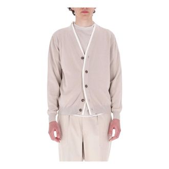 Eleventy Cardigans, male, Beige, Size: XL English Rib Cotton Cardigan
