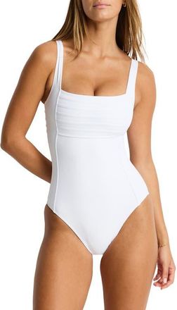 Sea Level Australia De Luxe Square Neck One-Piece Swimsuit in White at Nordstrom, Size 10