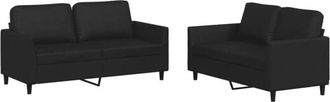vidaXL Vidaxl - Juego de sofás con cojines 2 piezas cuero sintético negro