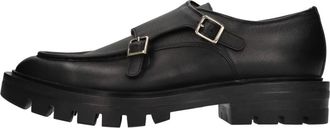 Santoni Dubbele gesp Leren Loafers - Dames - Platte Schoenen - Zwart - 41 EU - Leer - Schoenen