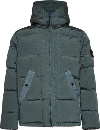 Stone Island Gewatteerd jack met capuchon - Heren - Winterjassen - Groen - L - Jassen