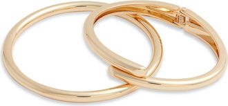 Open Edit Set of 2 Bangle & Hinged Bypass Bracelets in Gold at Nordstrom