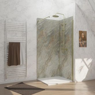 Aurlane Pack 2 Paneles Murales Wood Stone 90x210 Cm + Perfiles Oro Cepillado