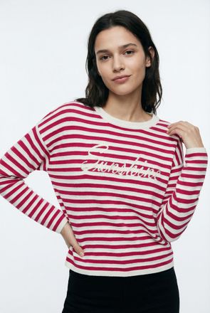 Vero Moda Strickpullover VERO MODA VMAPPLE LS O-NECK PULLOVER BOO, Damen, Gr. XL, birch stripes:with jazzy, Strick, Obermaterial: 80% Polyester, 20% Nylon, gest