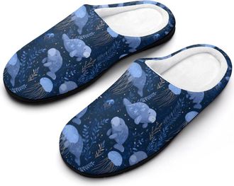 Generic Sea Wildlife Manatee Mens Slippers Comfortable And Non-slip Cotton Slipper Shoe for House