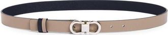 Ferragamo Double Gancio Reversible Leather Belt in Warm Taupe New Navy at Nordstrom, Size 100