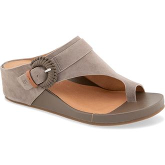 Gentle Souls Galina Toe Loop Wedge Sandal in Grey Suede at Nordstrom, Size 5.5