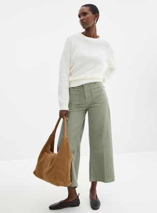 Contemporaine Womens Patch pockets stretch denim pant Fit: Wide leg, high rise