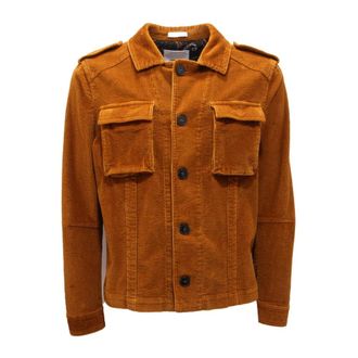 Officina36 Light Jackets, male, Brown, M, Velvet Jacket in Corduroy Style