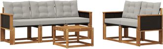 vidaXL Conjunto De Sof&aacute;s De Exterior 6 Uds. Natural Y Gris Claro Vidaxl