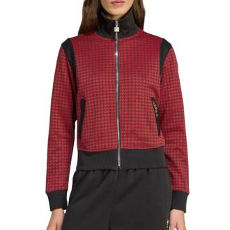 adidas Jackets, female, Red, Size: S Houndstooth Track Jacket