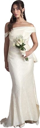 Coast Draped Corset Bow Maxi Wedding Dress, 10, Ivory
