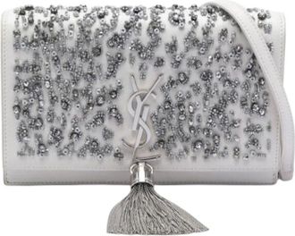 Saint Laurent Pre-owned Clutches, female, White, Size: ONE SIZE Pre-owned The Kate Wallet on Chain