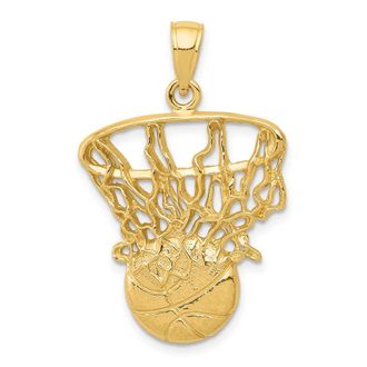 Diamond2Deal 10k Yellow Gold Swoosh Basketball Net Pendant