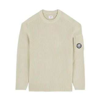 C.P. Company C.P. Company - Jersey de cuello redondo de canal&eacute; completo Lens - Knitwear - Hombre - Beige - L