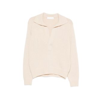 Victoria Beckham Polo-collar V-neck Wool Sweater