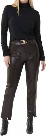 Joseph Ribkoff Belted Leatherette Pant In Brown