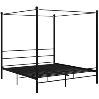 vidaXL Canopy Bed Frame without Mattress Black Metal 200x200 cm Vidaxl