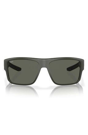 Costa Taxman 59mm Polarized Rectangular Sunglasses in Matte Olive /Gray 580G at Nordstrom
