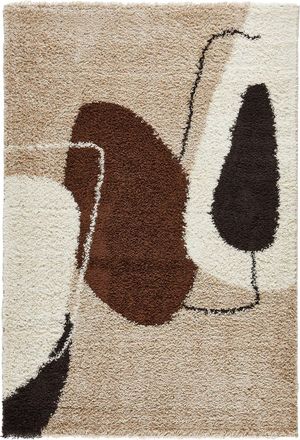 Nazar Rugs Alfombra shaggy de pelo largo dise&ntilde;o art&iacute;stico - marr&oacute;n - 120x160 cm