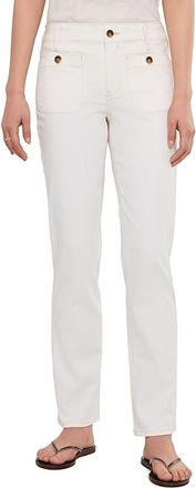 NYDJ Petite Marilyn Straight Front Button Patch Pockets Jeans Womens Clothing Vintage White : 16P 30, Cotton/Denim/Elastane