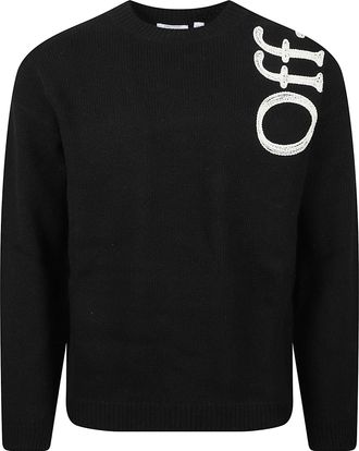 Off-white Black Vertical Bookish Asymmetrical Wool-Blend Sweater