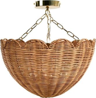 Beliani Beliani - Rattan Pendant Lamp Scallop Flush Mount Light Vintage Style Natural Mandekal