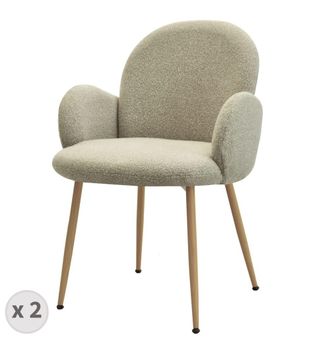 Moloo Silla de tela rizada Mastic, metal efecto madera (x2)