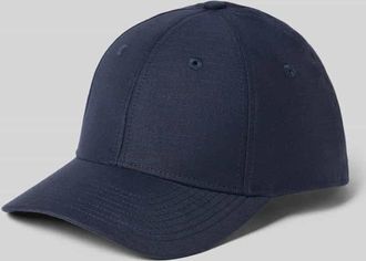 Profuomo Base Cap aus Leinen-Mix mit Logo-Detail in Marine, Gr&ouml;&szlig;e 1