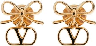 Valentino Garavani Accessoires, Dames, Geel, ONE Size, VLogo Signature Metalen Oorbellen