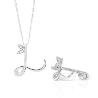 Say It With Winged Initial Ring Gift Set - Silver - L | Size: 18 inches
