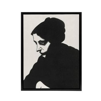 Artery8 Stylised Portrait of a Woman De Mesquita Framed Canvas Wall Art Print in Black | Size: W24 x H32
