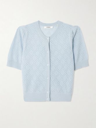 Frame Denim Cardigan In Cashmere Pointelle The Delicate - Blu
