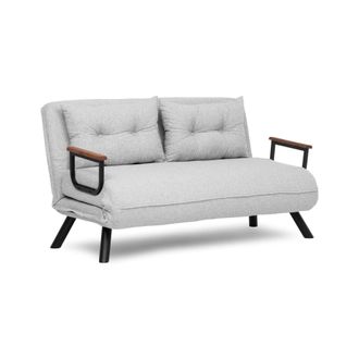 Dmora Sof&aacute; Cama 2 Plazas Calvin, Almacenaje, Reclinable, Brazos, 133x78 Cm Gris Claro