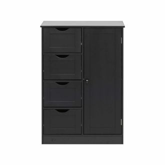 Mobili Rebecca Mueble de ba&ntilde;o con 4 cajones y 1 puerta de madera negro