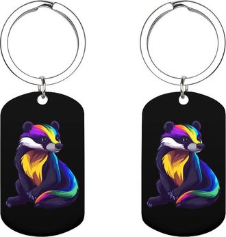 Generic Colorful Badger Metal Keyring Cute Keychain Car Keyring Key Pendant Charms for Adults Couples