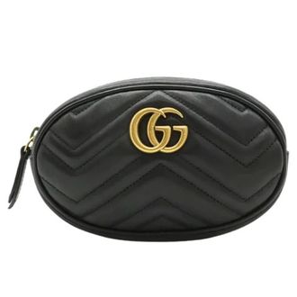 Gucci Pre-owned Belt Bags, female, Black, Size: ONE SIZE Pre-owned GG Marmont Leather Belt Bag