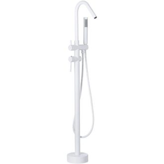 Beliani Beliani - Rubinetto Vasca Freestanding Bianco Opaco con Doccetta Moderna 118 cm Victoria