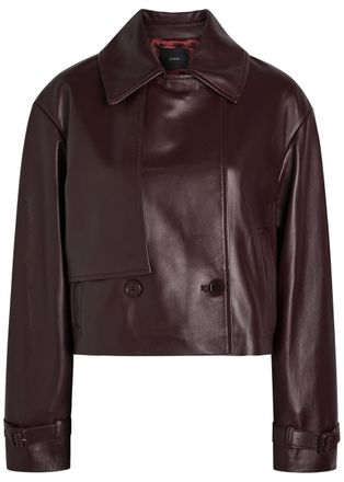 Joseph Plum Blaise Cropped Womens Designer Leather Jacket UK14/L - 42 (UK14 / L)