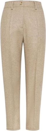 Momoni Matthieu Cigarette Broek - Dames - Straight fit broeken - Beige - XS - Wol - Broeken