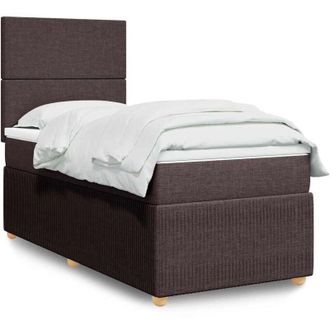 vidaXL Cama Box Spring Con Colch&oacute;n Tela Marr&oacute;n Oscuro 80x200 Cm Vidaxl