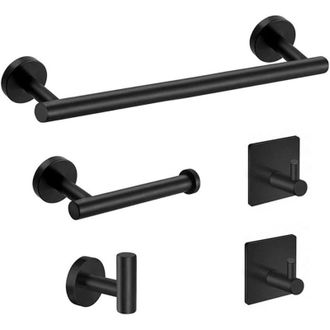 OEM Juego De 5 Toalleros De Pared De Acero Inoxidable Cromado, Accesorios De Ba&ntilde;o, Barra Para Toallas De 41 Cm, Portarrollos De Papel Higi&eacute;nico, Gancho Pa