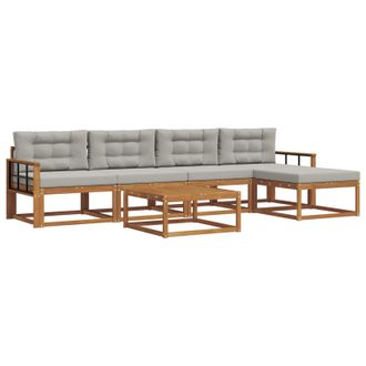 vidaXL Conjunto De Sof&aacute;s De Exterior 6 Pcs Gris Natural Y Claro Vidaxl