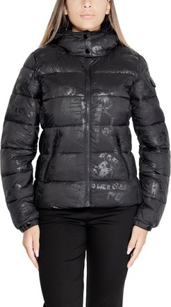 Desigual Checked Black Hooded Jacket with Zip Fastening