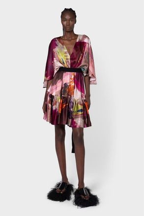 Roksanda Ilincic Yasmin Printed Silk Mini Dress in Lilas Pictorial Print at Nordstrom, Size 2